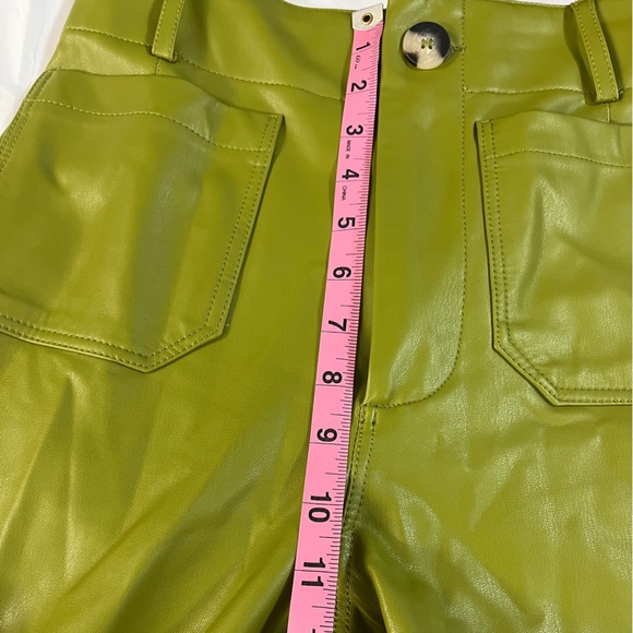 Anthropologie Maeve 25T wide leg vegan leather Chartreuse pants Green NWOT - Picture 6 of 9